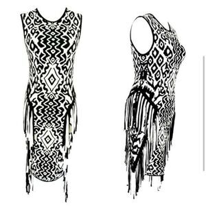 ronny kobo black and white sleeveless dress
